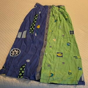Vintage Laura Kieffer blue & green block design button front maxi skirt size 10
